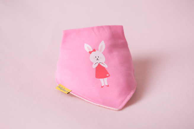 Pink bunny bandana bib
