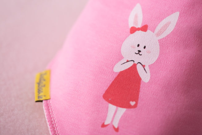 Pink bunny bandana bib