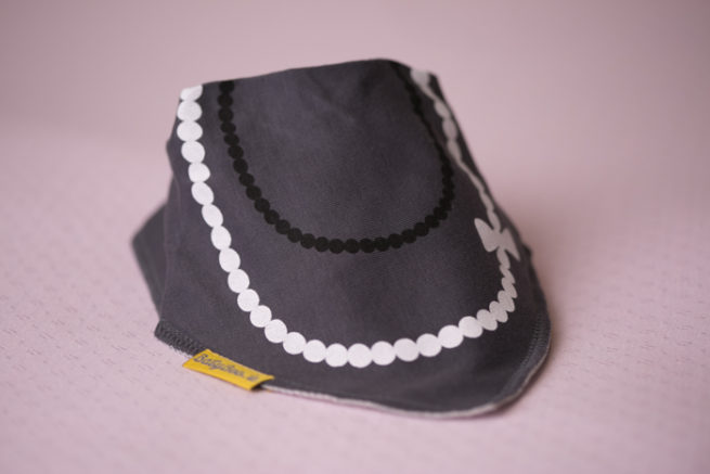 Grey fancy little lady pearls bandana bib