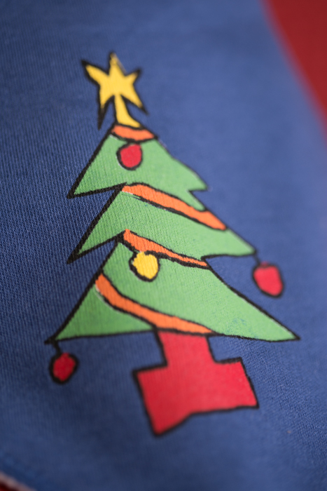 Christmas tree on navy charity bib for shine bandana bib