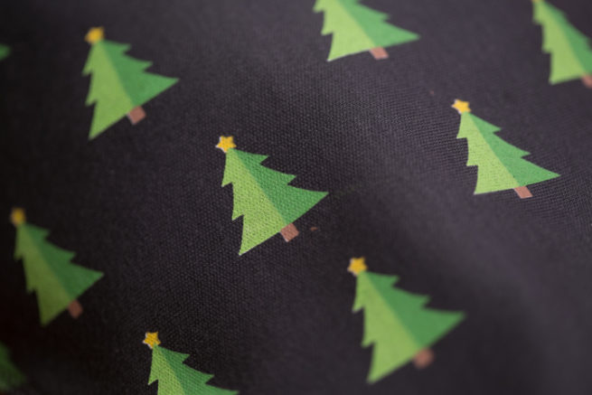Christmas trees on grey bandana bib