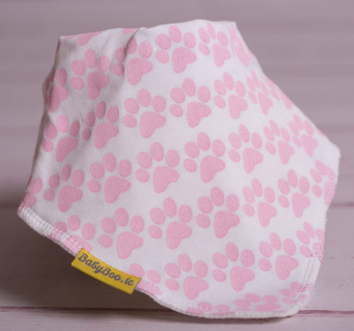 Pink paw print bandana bib