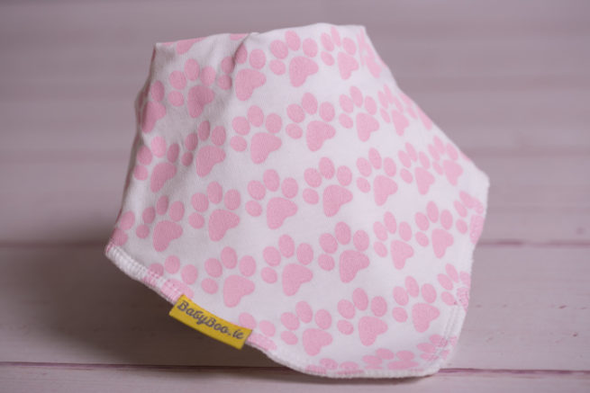 Pink paw print bandana bib