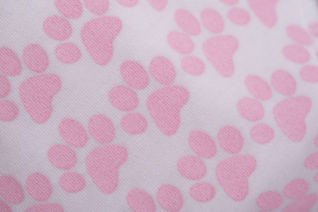 Pink paw print bandana bib