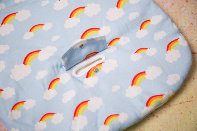 Rainbows and clouds snuggle boo