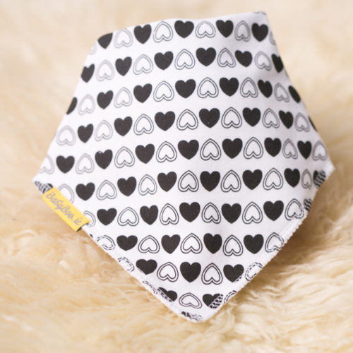 Monochrome Hearts bandana bib