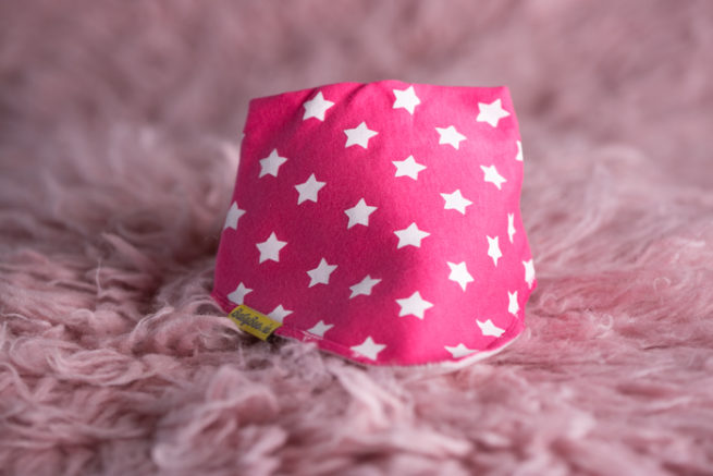 Cerise pink stars bandana bib