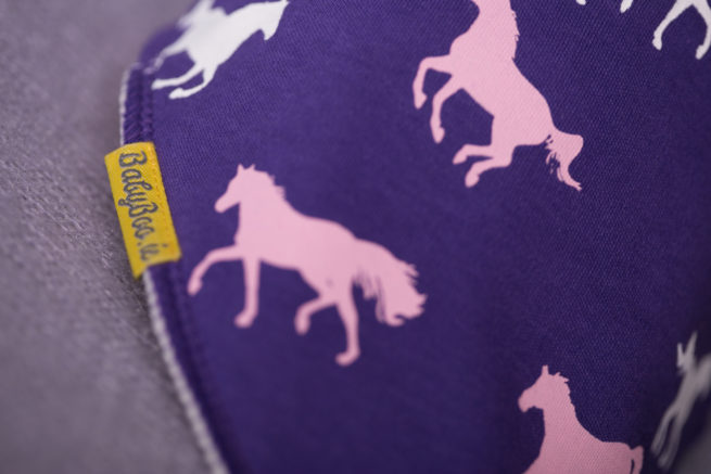 Purple horses DribbleBoo bandana bib