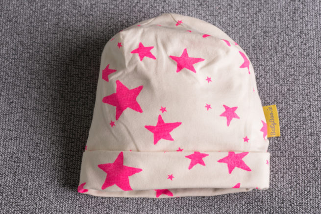 Fawn and hot pink stars beanie hat