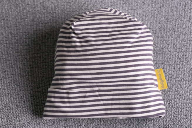 Grey and white stripes beanie hat