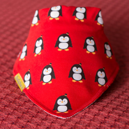 Red penguins Christmas bib