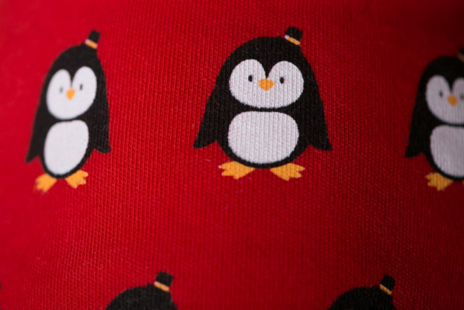 Red penguins Christmas bib