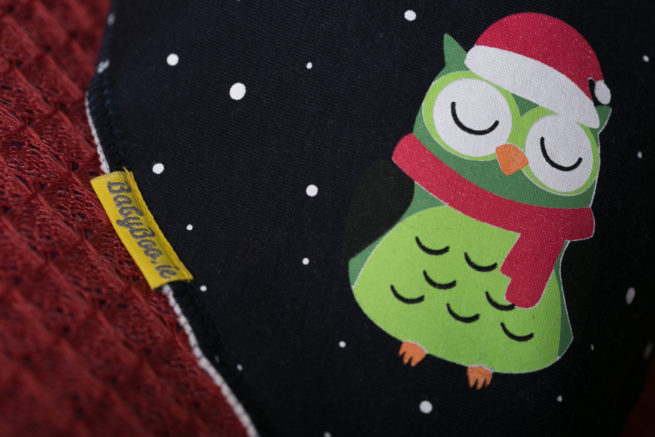 Navy Christmas Owl bandana bib