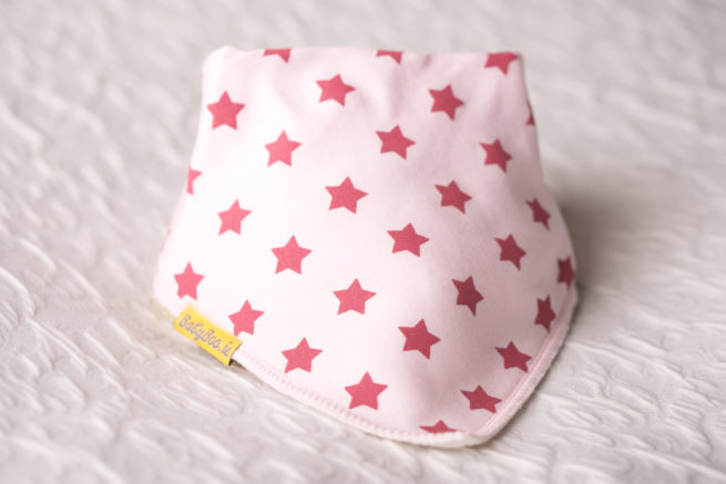Berry stars on baby pink bandana bib