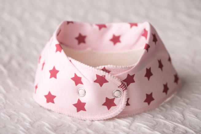Berry stars on baby pink bandana bib