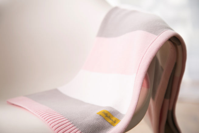 Pink stripes organic cotton blanket