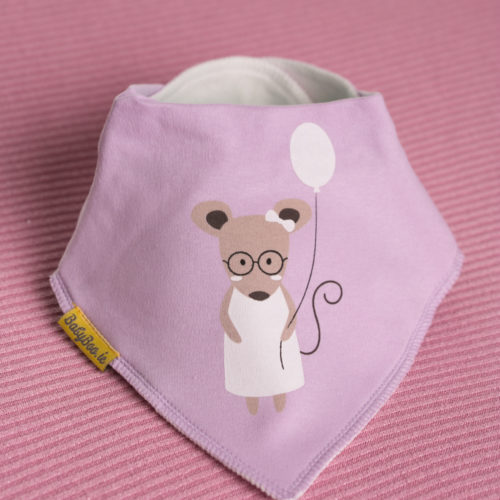 Lilac Millie Mouse bandana bib