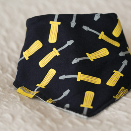 Navy screwdrivers bandana bib