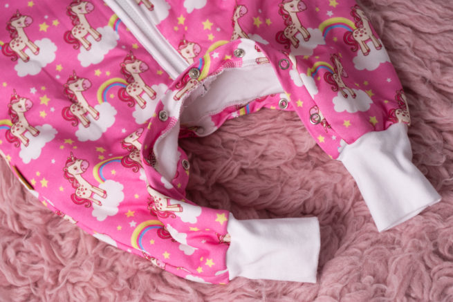 SnuggleBoo sleepsuit pink unicorns
