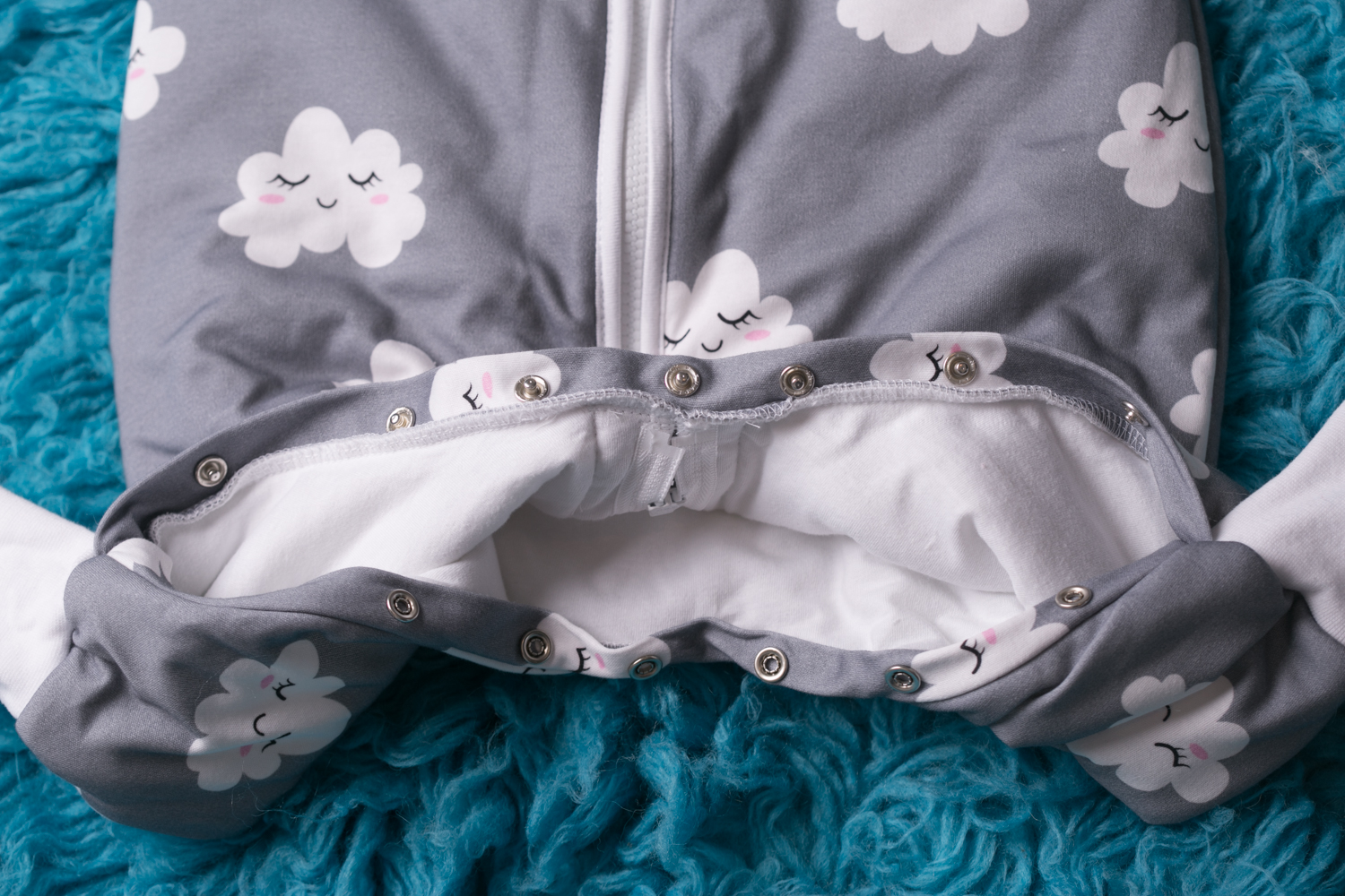 Sleepy clouds organic cotton SnuggleBoo sleepsuit (2.5 tog) - BabyBoo.ie