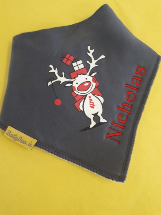 Personalised reindeer bandana bib
