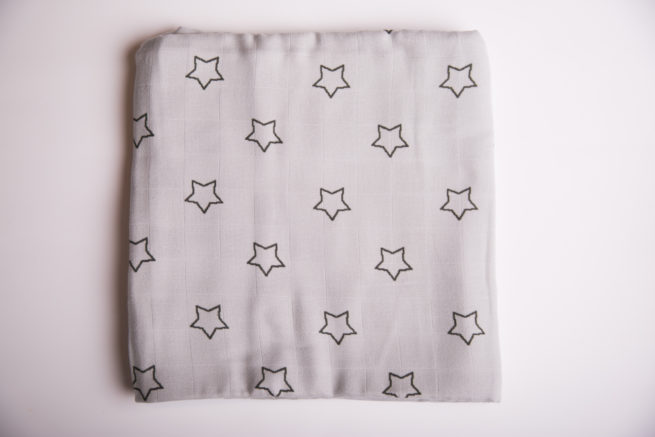 Grey stars super square organic cotton muslin