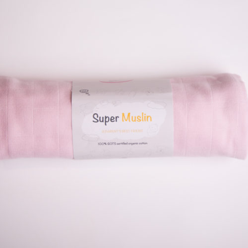 Just pink super square organic cotton muslin