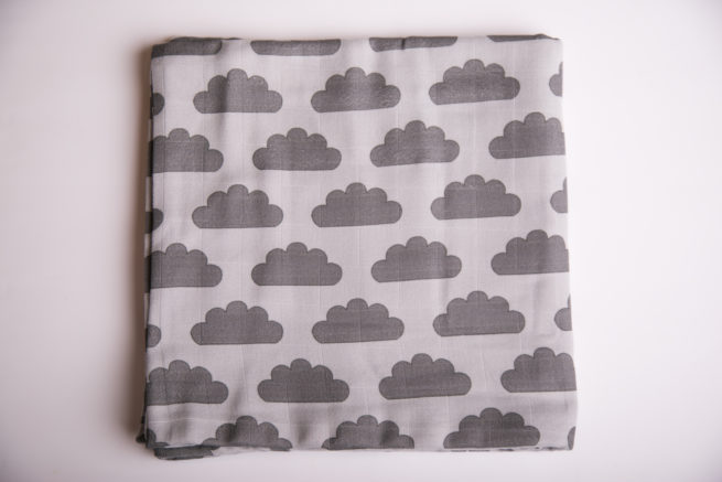 Grey clouds super square organic cotton muslin