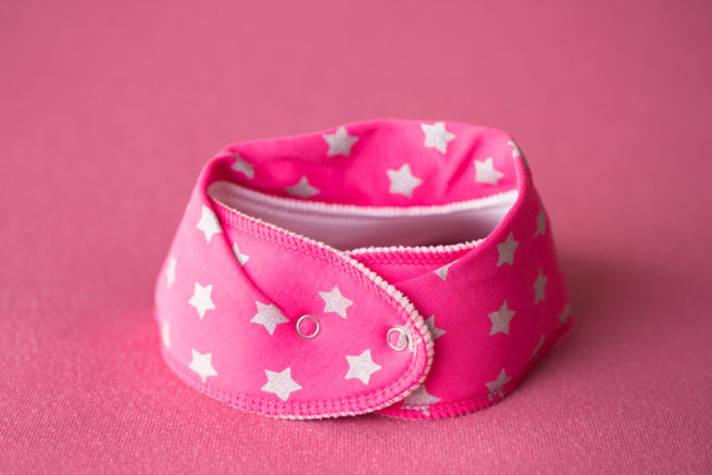 Pink with silver stars organic cotton bandana bib