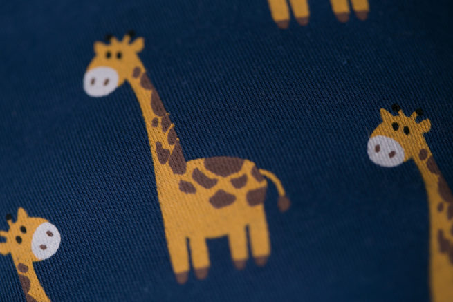 Navy Giraffes organic cotton bandana bib
