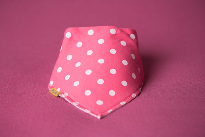 Pink polka organic cotton bandana bib