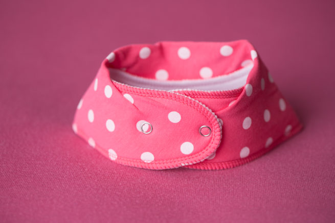 Pink polka organic cotton bandana bib