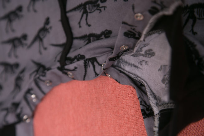 Grey dinos organic cotton snuggleboo sleepsuit