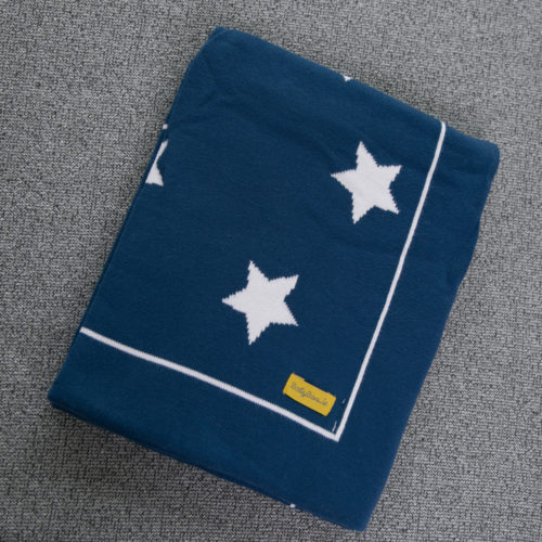 Navy stars organic cotton BlankieBoo blanket