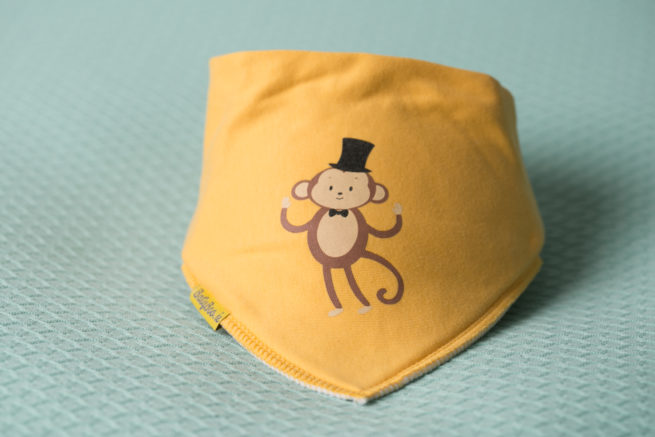 Yellow monkey bandana bib