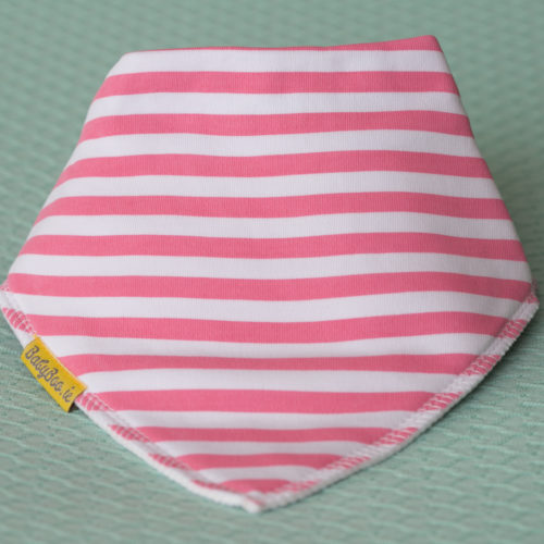 Candy pink stripes organic cotton DribbleBoo bandana bib