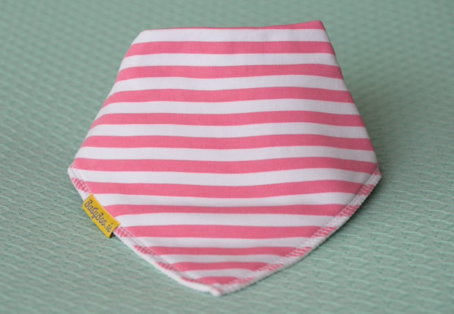 Candy pink stripes organic cotton DribbleBoo bandana bib