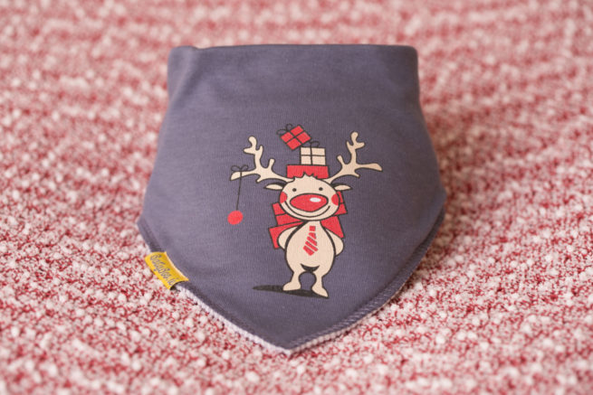 Grey Rudolph organic cotton DribbleBoo bandana bib