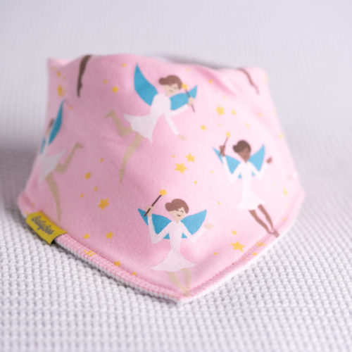 Baby pink fairies organic cotton DribbleBoo bandana bib