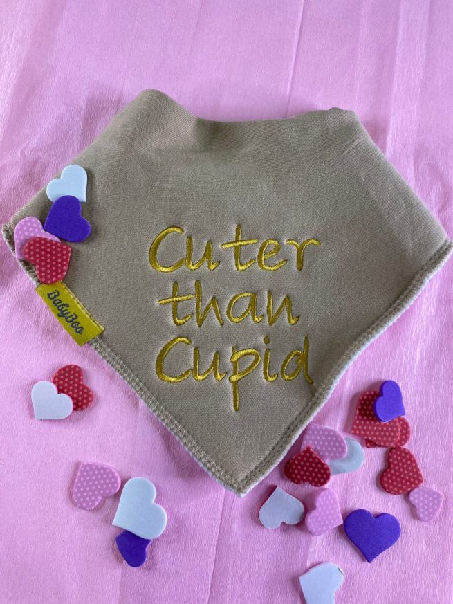 Cuter than Cupid organic cotton bandana bib