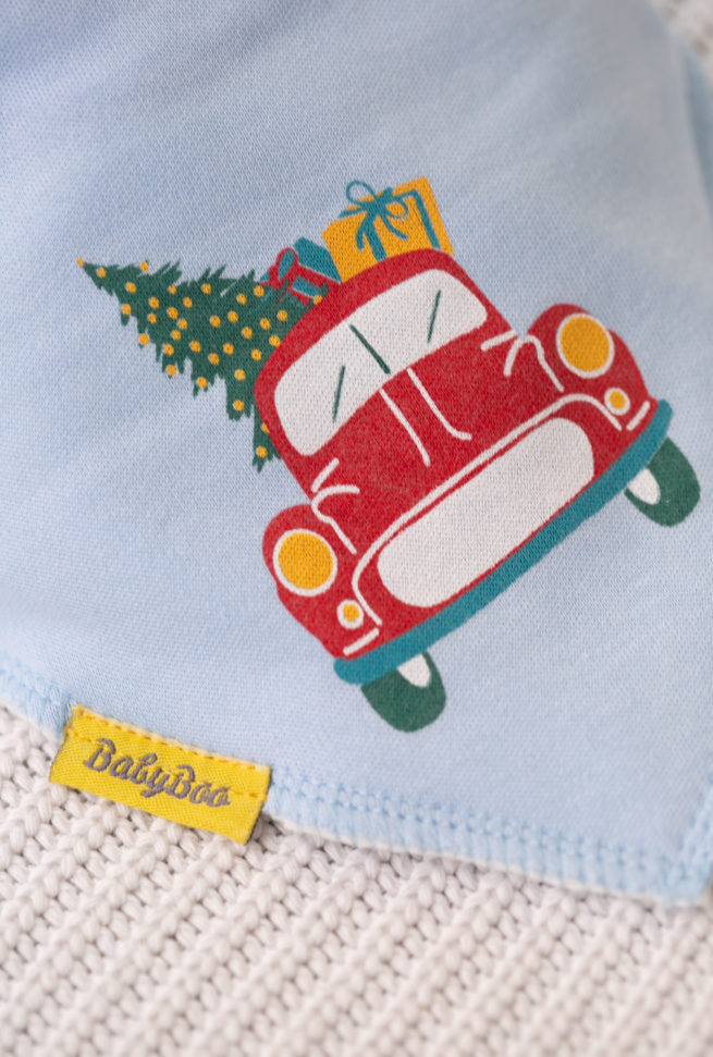 Driving home for Christmas organic cotton DribbleBoo bandana bib - Image 2