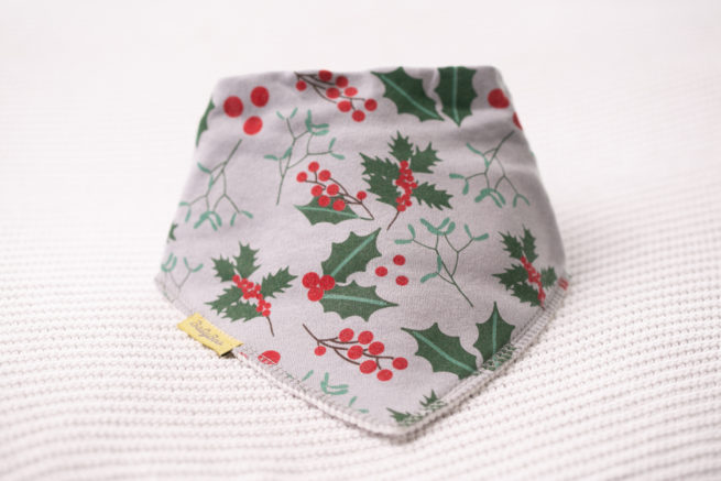 Holly bough organic cotton DribbleBoo bandana bib