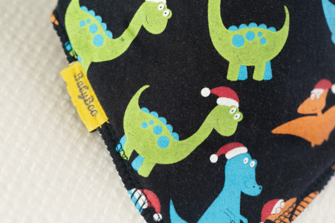 Christmas Dinos organic cotton DribbleBoo bandana bib - Image 2