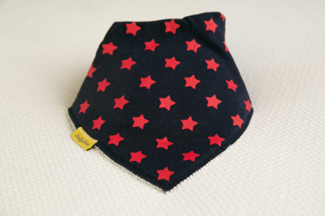 Navy with Red stars organic cotton DribbleBoo bandana bib
