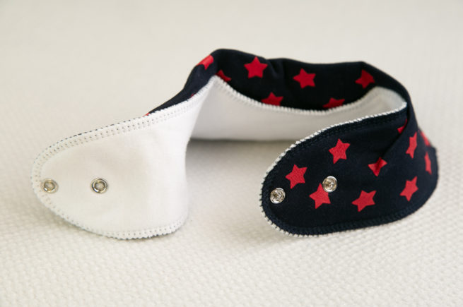 Navy with Red stars organic cotton DribbleBoo bandana bib - Image 3