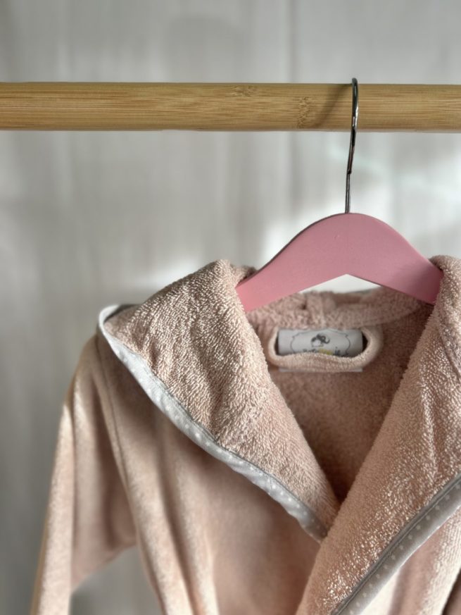 Blush with grey stars organic cotton CozyBoo robe - Image 4