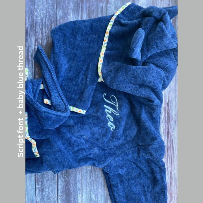 Navy dinos organic cotton CozyBoo robe - Image 9
