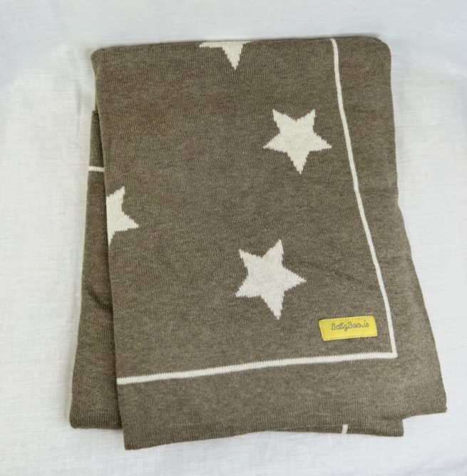 Organic cotton walnut and cream stars BlankieBoo