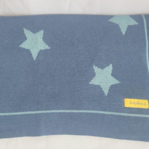 Organic cotton blue with mint stars BlankieBoo