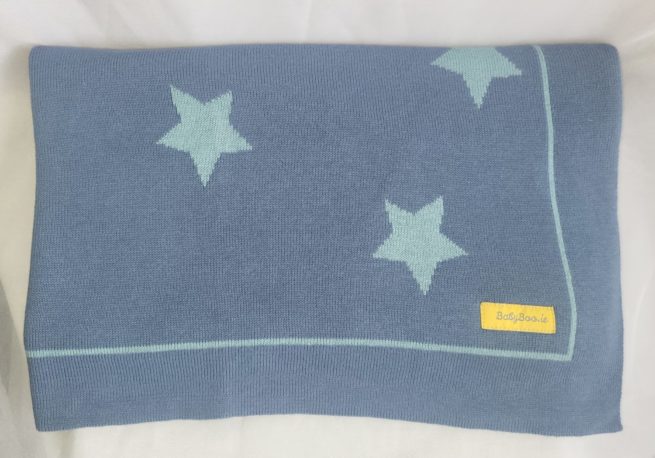 Organic cotton blue with mint stars BlankieBoo